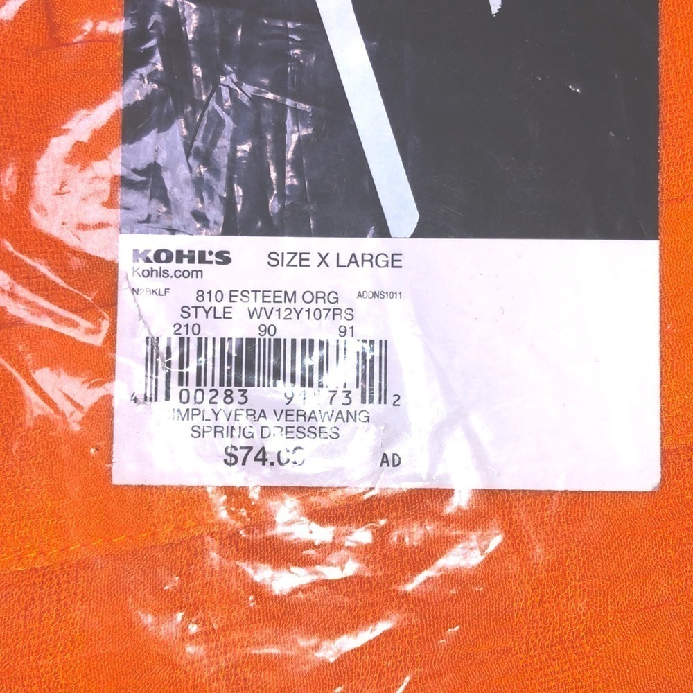 Simply Vera Wang Women Orange Sleeveless Button Front Shirt Midi Dress Sz XL New - Picture 7 of 9